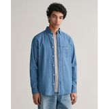 GANT - Chambray Overhemd - Blauw - 100% Katoen - Normale Pasvorm