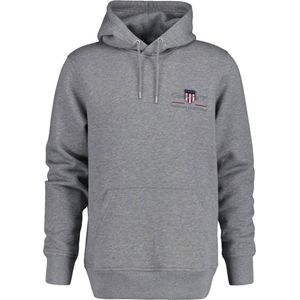 GANT - Archive Shield Hoodie - Grijs Melange - Katoen/Polyester