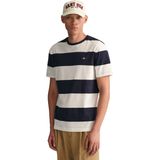 GANT - T-shirt - Wit - Katoen - Korte Mouwen - Brede Streepprint