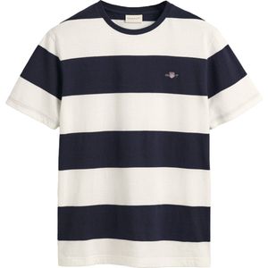 GANT - T-shirt - Wit - Katoen - Korte Mouwen - Brede Streepprint