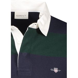 Gant - Rugby Trui - Groen/Blauw Gestreept - 100% Katoen