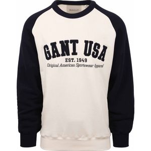 Gant - USA Sweatshirt - Katoen - Oversized Pasvorm - Ronde Hals - Contrasterende Kleurblokken