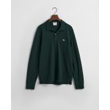 Gant - REG SHIELD LS PIQUE RUGGER - Poloshirt - Tartan Green - Met Logoborduursel Op De Borst