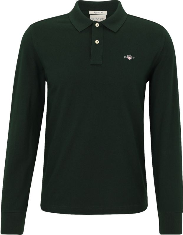 Gant - REG SHIELD LS PIQUE RUGGER - Poloshirt - Tartan Green - Met Logoborduursel Op De Borst