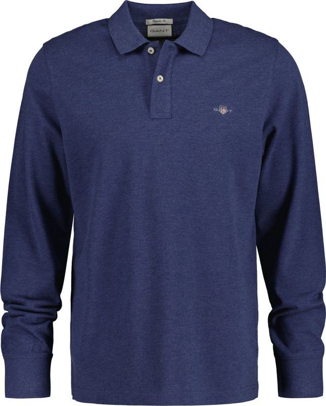 Gant - 2230 Shield Polo - Casual - Blauw - Katoen - Lange Mouwen