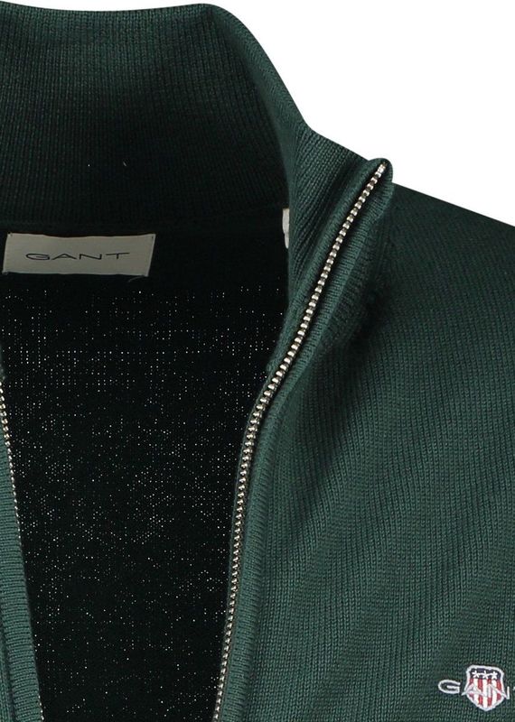 GANT - Cotton Zip Cardigan - Vest - Groen