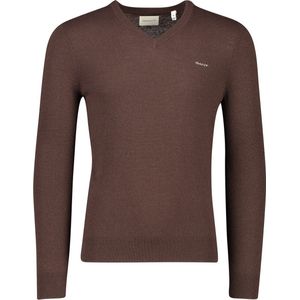 Gant - Gebreide Trui - Bruin - Lamswol - V-hals