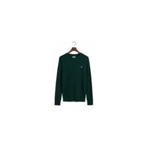 GANT - Cotton Cable C-Neck - Gebreide Trui - Tartan Green