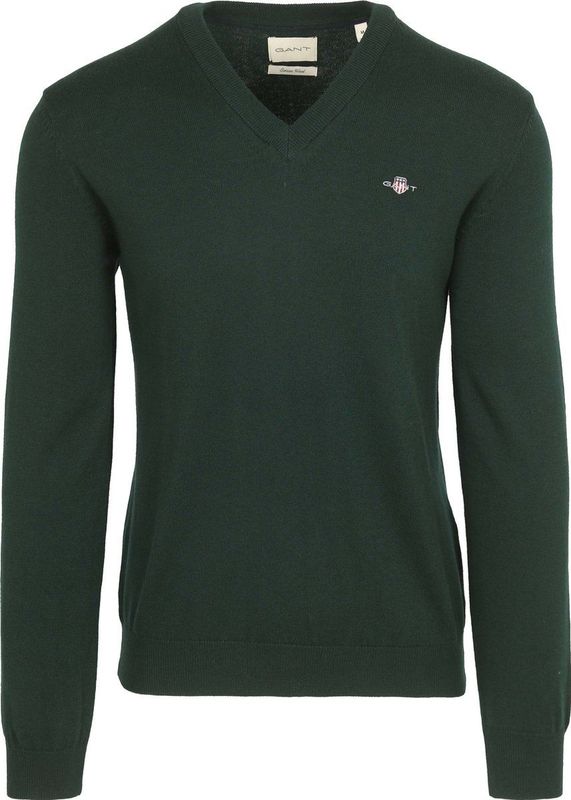 Gant Trui V-Hals Donkergroen - Heren - Pullovers