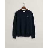 GANT - Superfine Lambswool Trui - Dk. Sand Melange - Wool 100%