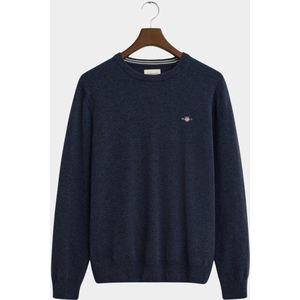GANT - Superfine Lambswool C-Neck - Gebreide Trui - Donkerblauw Melange