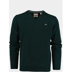 GANT - Superfine Lambswool V-Neck - Gebreide Trui - Groen - 100% Lamswol