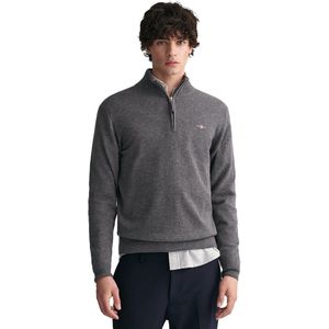 GANT - Superfine Lambswool Half Zip - Gebreide Trui - Charcoal Melange