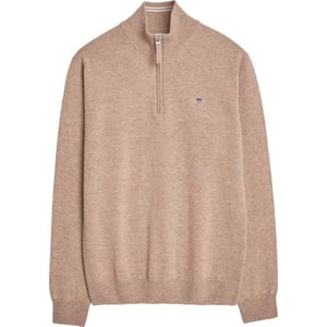Gant Halfzip Wol Trui Logo Beige - Heren - Schipperstrui