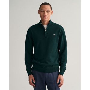 GANT - Superfine Lambswool Half Zip - Gebreide Trui - Tartan Green - 100% Lamswol