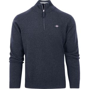 Gant Superfine Lambswool Halve Rits Sweater Blauw Man