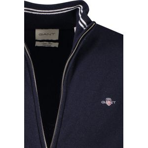 Gant - Vest - Donkerblauw - Lamswol - Opstaande Kraag - Rits