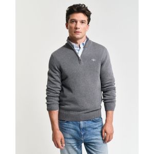 Trui GANT Men Cotton Half Zip Dark Grey Melange