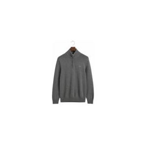 GANT - Cotton Half Zip - Trui - Dark Grey Melange - 100% Katoen