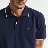 GANT - Tipping Ss Pique Polo - Polo - Grey Melange - Katoen 100%