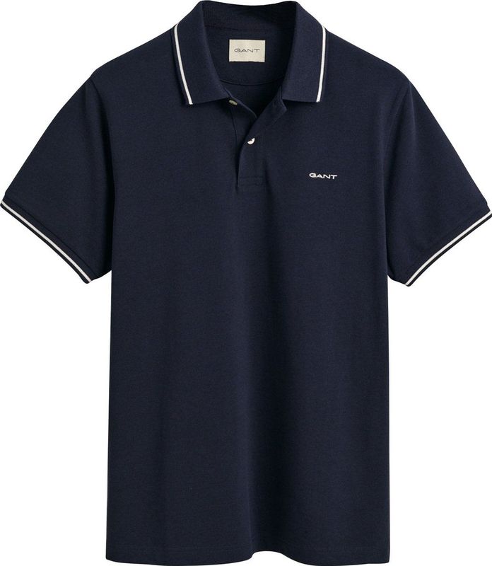 GANT - Tipping Ss Pique Polo - Polo - Grey Melange - Katoen 100%