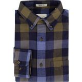 Gant - Casual Overhemd - Blauw Geruit - Katoen - Lange Mouwen