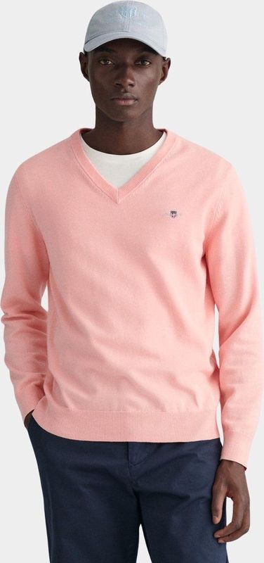 Gant - Pullover - Roze - Katoen - V-Hals