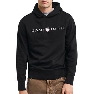 GANT Heren bedrukte grafische hoodie capuchontrui, zwart, L