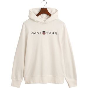 GANT - Hoodie - Wit - Katoen - Capuchon en Geribde Details