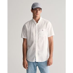 GANT - Korte Mouw Overhemd - Wit - Katoen - Regular Fit