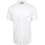 GANT - Korte Mouw Overhemd - Wit - Katoen - Regular Fit
