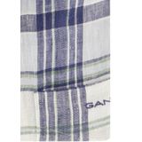 Gant - Casual Overhemd - Blauw Geruit - 100% Linnen - Normale Fit