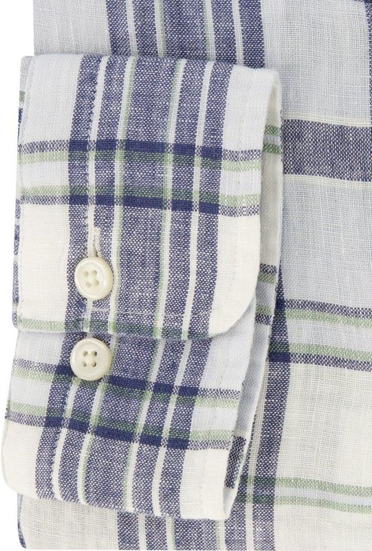 Gant - Casual Overhemd - Blauw Geruit - 100% Linnen - Normale Fit