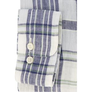 Gant - Casual Overhemd - Blauw Geruit - 100% Linnen - Normale Fit