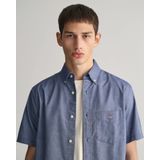 Gant - Overhemd - Korte Mouw - Effen Blauw - Katoen