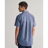 Gant - Overhemd - Korte Mouw - Effen Blauw - Katoen