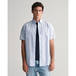 Gant - Casual Overhemd - Lichtblauw - 100% Katoen - Korte Mouwen