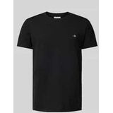 Slim Pique SS T-shirt, zwart, S