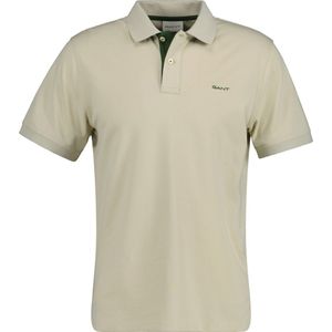 Gant - Heren Polo SS Regular Fit Contrast Pique Rugger Polo - Beige