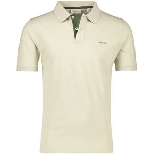Gant - Heren Polo SS Regular Fit Contrast Pique Rugger Polo - Beige
