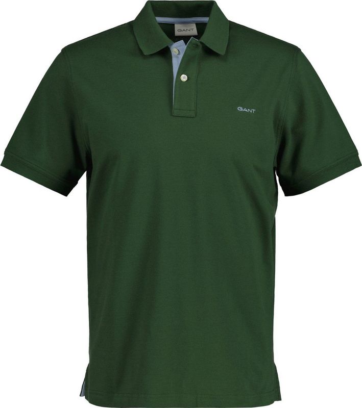 Gant Contrast Piqué Poloshirt Donkergroen - Maat M - Heren