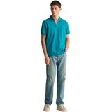Gant - Polo - Turquoise - Katoen - Normale Pasvorm