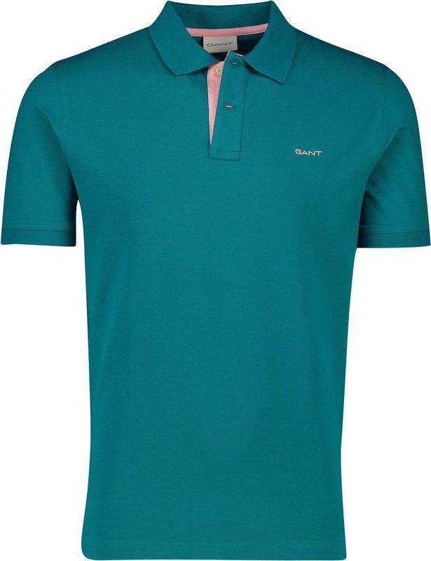 Gant - Polo - Turquoise - Katoen - Normale Pasvorm