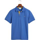Gant - Heren Polo SS Regular Fit Contrast Pique Rugger Polo - Blauw