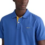 Gant - Heren Polo SS Regular Fit Contrast Pique Rugger Polo - Blauw