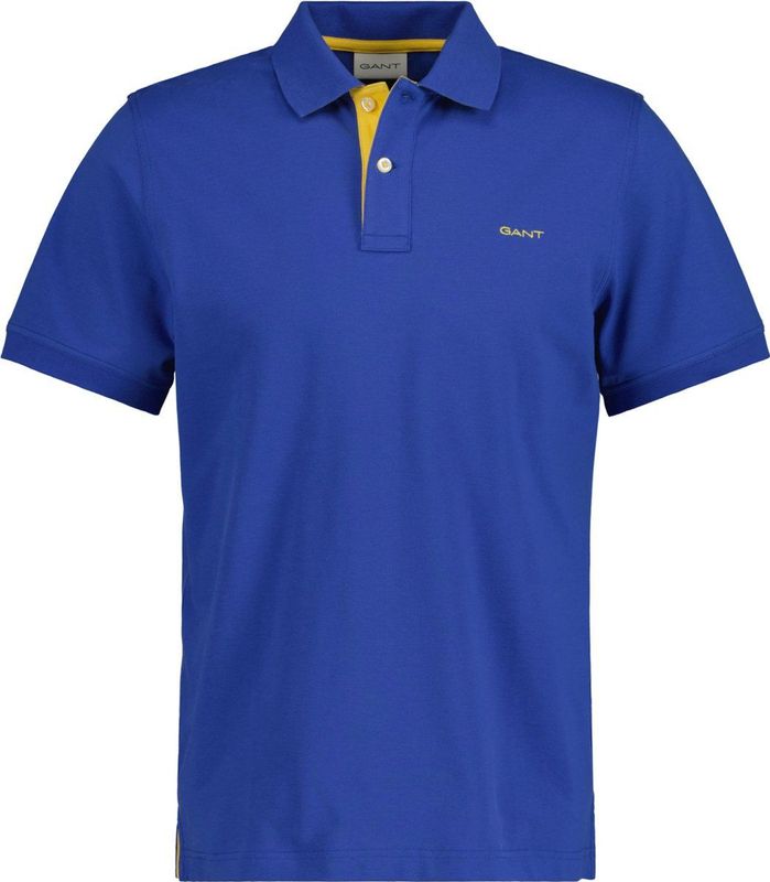 Gant - Heren Polo SS Regular Fit Contrast Pique Rugger Polo - Blauw