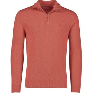Gant - Half Zip Trui - Gemêleerd - Oranje - Katoen - Normale Fit
