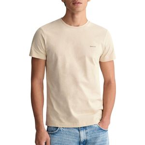 GANT T-Shirt ronde hals beige, Effen