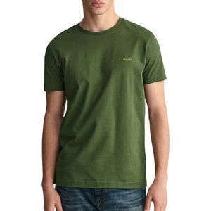 GANT T-Shirt ronde hals donkergroen, Effen