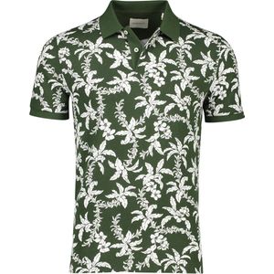 Gant - Polo - Donkergroen - Katoen - Bladeren Print